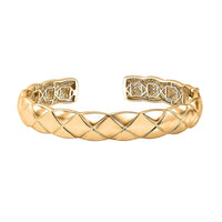 EverTrue Bronzella Collection Quilted Weave Textured Cuff Bracelet in 18K YG Plated Bronze (6.50 In)