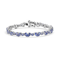 D'Joy Tanzanite 7.65 ctw Heart Bracelet in Rhodium Over Sterling Silver (7.25 In)