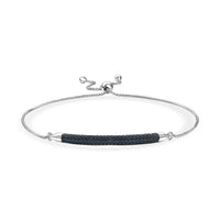 Blue Diamond Accent Bolo Bracelet in Rhodium OverSterling Silver