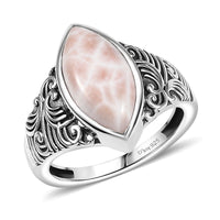 D’Joy Artisan Crafted Natrolite Filigree Ring in Sterling Silver (Size 10.0) 4.50 ctw