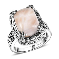 D’Joy Artisan Crafted Natrolite Turtle Ring in Sterling Silver (Size 10.0) (Del. in 10-12 Days) 6.90 ctw