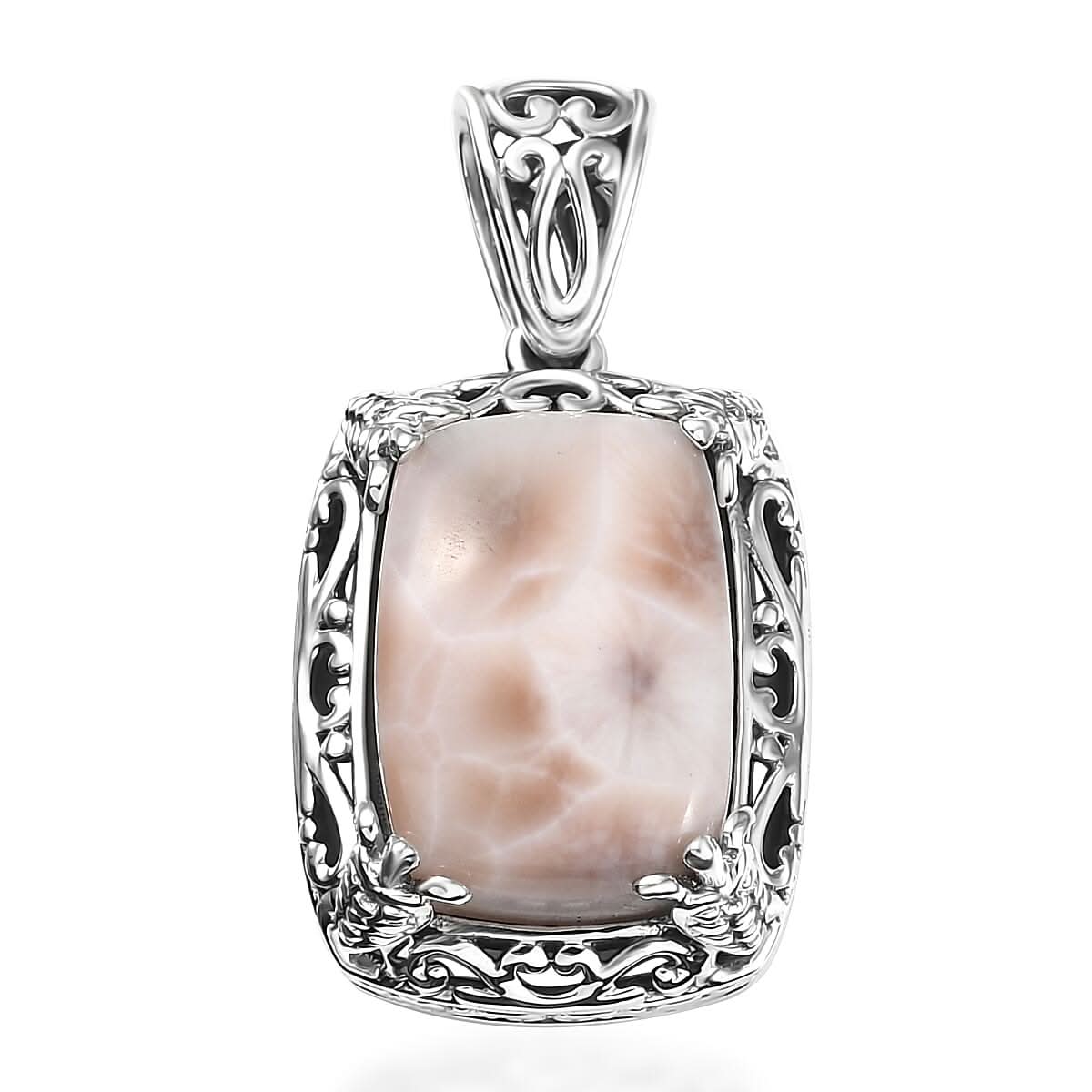 D'Joy Artisan Crafted Pink Natrolite 7.50 ctw Turtle Pendant without Chain in Sterling Silver