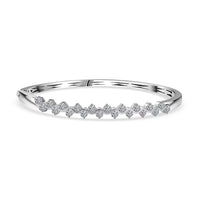 Luxuriant Lab Grown Diamond G-H SI 2.20 ctw Rolling Waves Bangle Bracelet in Rhodium Over Sterling Silver (7.25 In)