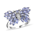 D'Joy Tanzanite and White Zircon 2.10 ctw Butterfly Ring in Rhodium Over Sterling Silver (Size 10.0) - Sticky add to cart bar