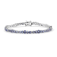 D'Joy Tanzanite, White Zircon Bracelet in Rhodium Over Sterling Silver (6.50 In) 7.50 ctw