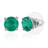 D'Joy Emeraldine Quartz (Triplet) 4.65 ctw Stud Earrings in Platinum Over Sterling Silver