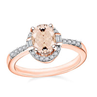 Marropino Morganite and Moissanite Ring in Rhodium Over Sterling Silver (Size 10.0) 1.80 ctw