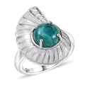 D'Joy Chrysocolla and White Zircon 3.25 ctw Sea Shell Ring in Platinum Over Sterling Silver (Size 10.0) - Sticky add to cart bar