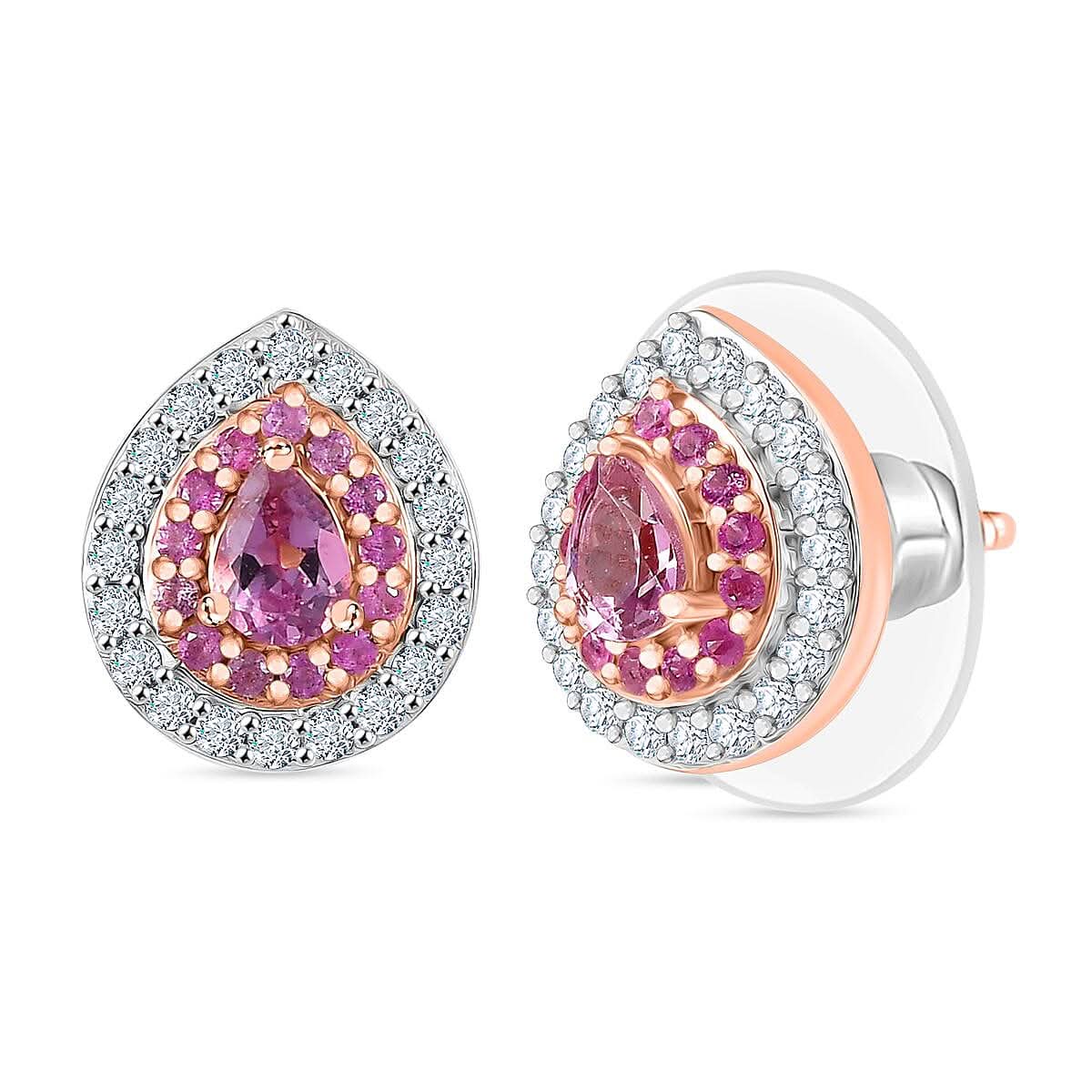D'Joy Narsipatnam Pink Spinel and Multi Gemstone 0.80 ctw Blush Blossom Earrings in 18K Vermeil Rose Gold Over Sterling Silver