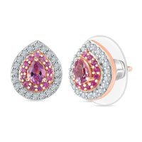 D'Joy Narsipatnam Pink Spinel and Multi Gemstone 0.80 ctw Blush Blossom Earrings in 18K Vermeil Rose Gold Over Sterling Silver