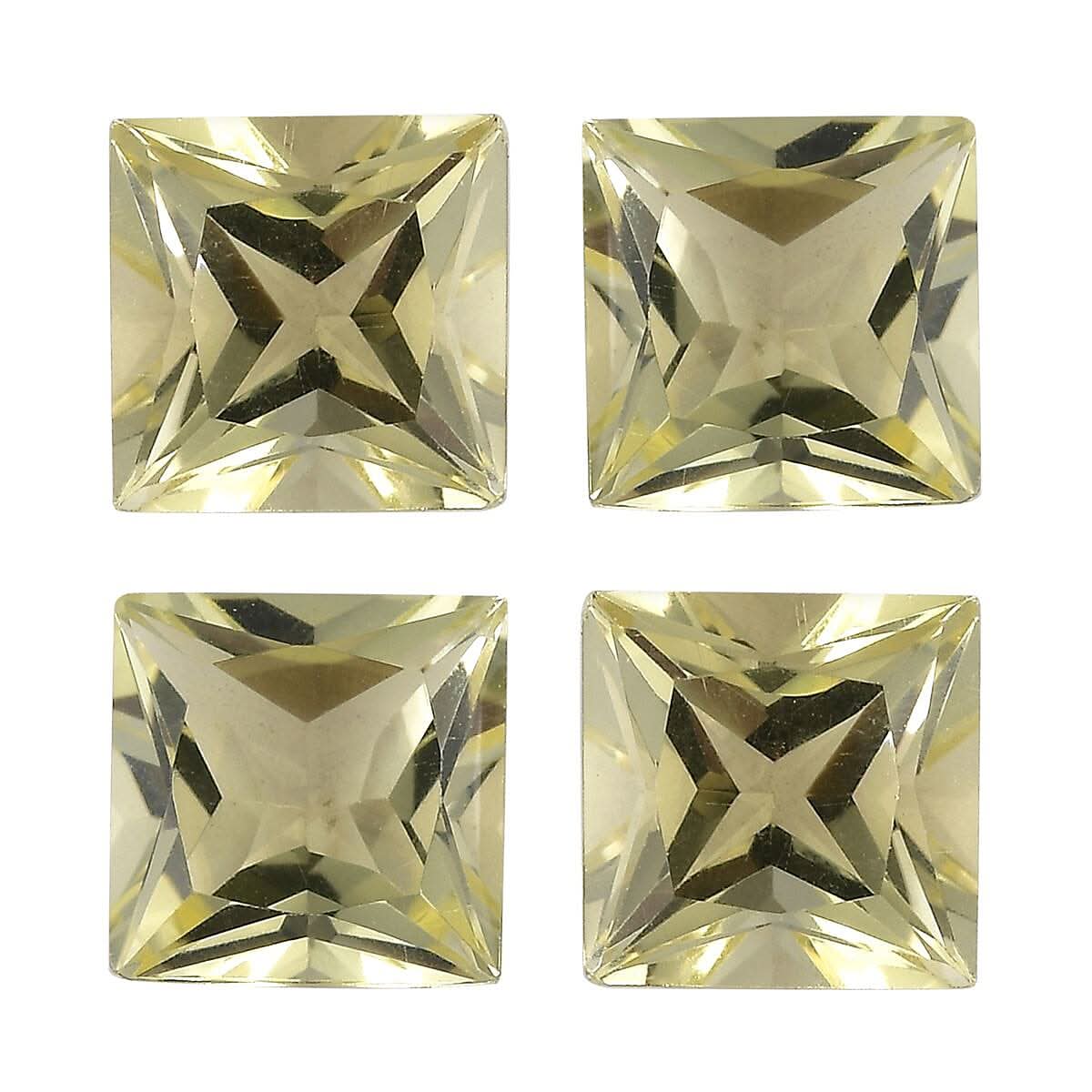 Lemon Quartz Set of 4 (Sqr 6 mm) 3.59 ctw Loose Gemstone