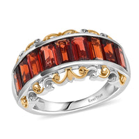 Ever True Mozambique Garnet Ring in 18K YG Plated and Platinum Bond (Size 10.0) 4.35 ctw