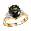 Luxoro 10K Yellow Gold AAA Bohemian Moldavite, Diamond (G-H, I2) Ring (Size 10.0) 3.10 ctw - Sticky add to cart bar