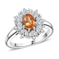 D'Joy Tanzanian Mandarin Garnet and White Zircon 2.10 ctw Ring in Rhodium Over Sterling Silver - Sticky add to cart bar