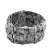 Wavy Rectangle Black Labradorite 406.65 ctw Stretch Bracelet (6-7In)