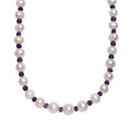 White Freshwater Pearl and African Amethyst 20 ctw Necklace 18 Inches in Rhodium Over Sterling Silver - Sticky add to cart bar