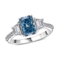 IGI Certified Radiant Cut Luxuriant Lab Grown Blue Diamond (IR) VS and Lab Grown Diamond 3.00 ctw Blue Dynasty Ring in 950 Platinum 5 Grams - Sticky add to cart bar