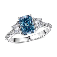 IGI Certified Radiant Cut Luxuriant Lab Grown Blue Diamond (IR) VS and Lab Grown Diamond 3.00 ctw Blue Dynasty Ring in 950 Platinum 5 Grams