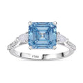 Asscher Cut Luxuriant Lab Grown Blue Diamond VS and Lab Grown Diamond 4.15 ctw Ring in 950 Platinum (Size 6.0) 4.50 Grams - Sticky add to cart bar