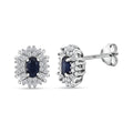 D'Joy Premium Kanchanaburi Blue Sapphire and Moissanite 1.00 ctw Midnight Halo Earrings in Rhodium Over Sterling Silver - Sticky add to cart bar