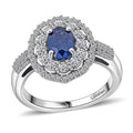 10K White Gold Premium Kanchanaburi Blue Sapphire, Luxuriant Lab Grown Diamond (SI) (0.65 cts) Ring (Size 10.0) 1.65 ctw - Sticky add to cart bar