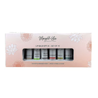 Marigold + Lotus Set of 10 Lip Balm with 10 Flavors - Mint Burst, Eucalyptus Mint, Coconut, Vanilla, Citrus, Peach, Black Cherry, Green Apple, Strawberry and Orange