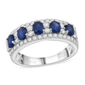 Premium Kanchanaburi Blue Sapphire and White Zircon 2.10 ctw Ring in Rhodium Over Sterling Silver (Size 10.0) - Sticky add to cart bar
