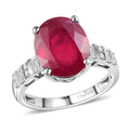 D'Joy Niassa Ruby (FF), Moissanite Ring in Rhodium Over Sterling Silver (Size 10.0) 7.85 ctw - Sticky add to cart bar