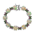 D'Joy Ethiopian Welo Opal, Orissa Rhodolite Garnet and Chrome Diopside Floral Bracelet in Rhodium Over Sterling Silver (6.50 In) 9.75 ctw - Sticky add to cart bar