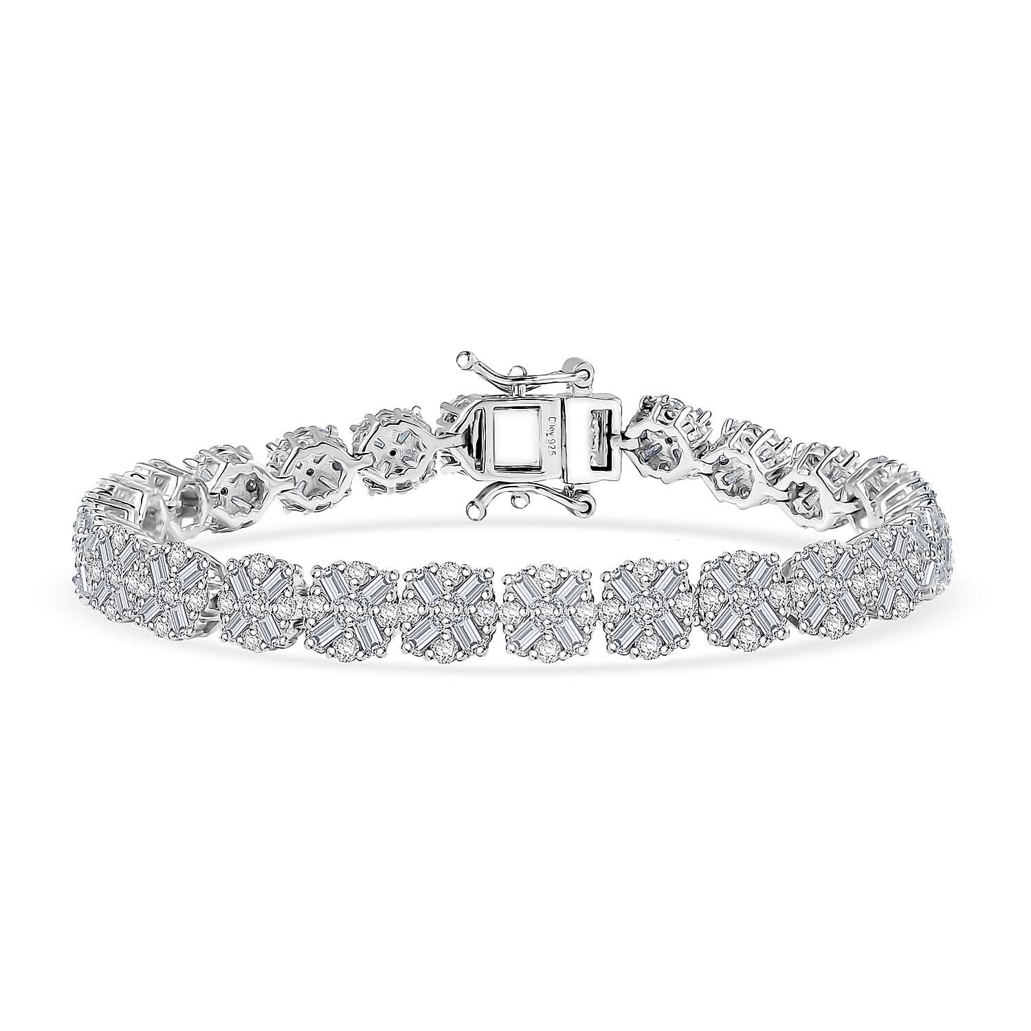 D'Joy Moissanite Bracelet in Rhodium Over Sterling Silver (8.00 In) 6.90 ctw