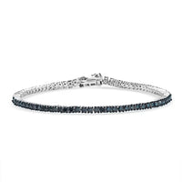 Luxuriant Lab Grown Blue Diamond SI 3.50 ctw Bracelet in Rhodium Over Sterling Silver (8.00 In)