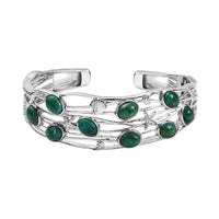 EverTrue Chrysocolla Sea Life Cuff Bracelet 14.70 ctw in Platinum Bond (7.25 In)