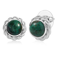 EverTrue Chrysocolla 10.40 ctw Swirl Earrings in Platinum Bond