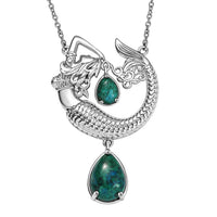 EverTrue Chrysocolla 8.50 ctw Mermaid’s Melody Necklace in Platinum Bond and Stainless Steel 18 Inches