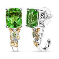 EverTrue Chartreuse Quartz (Triplet) and Peridot 12.00 ctw Butterfly Earrings in 18K YG Plated and Platinum Bond