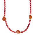 Carnelian 150.00 ctw and Pink Freshwater Pearl (D) Necklace in Stainless Steel 24 Inches - Sticky add to cart bar