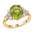 D'Joy Peridot, Moissanite Ring in 18K Vermeil YG Over Sterling Silver (Size 10.0) 4.25 ctw - Sticky add to cart bar