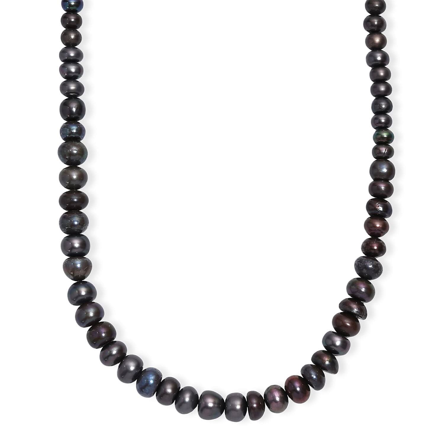 Grey Pearl (D) Necklace in Stainless Steel 18 Inches