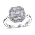 Luxuriant Lab Grown Diamond Ring in Rhodium Over Sterling Silver (Size 10.0) 0.50 ctw - Sticky add to cart bar