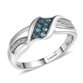 Luxuriant Lab Grown Blue and White Diamond (SI) Celestial Swirl Ring in Rhodium Over Sterling Silver (Size 10.0) 0.20 ctw - Sticky add to cart bar