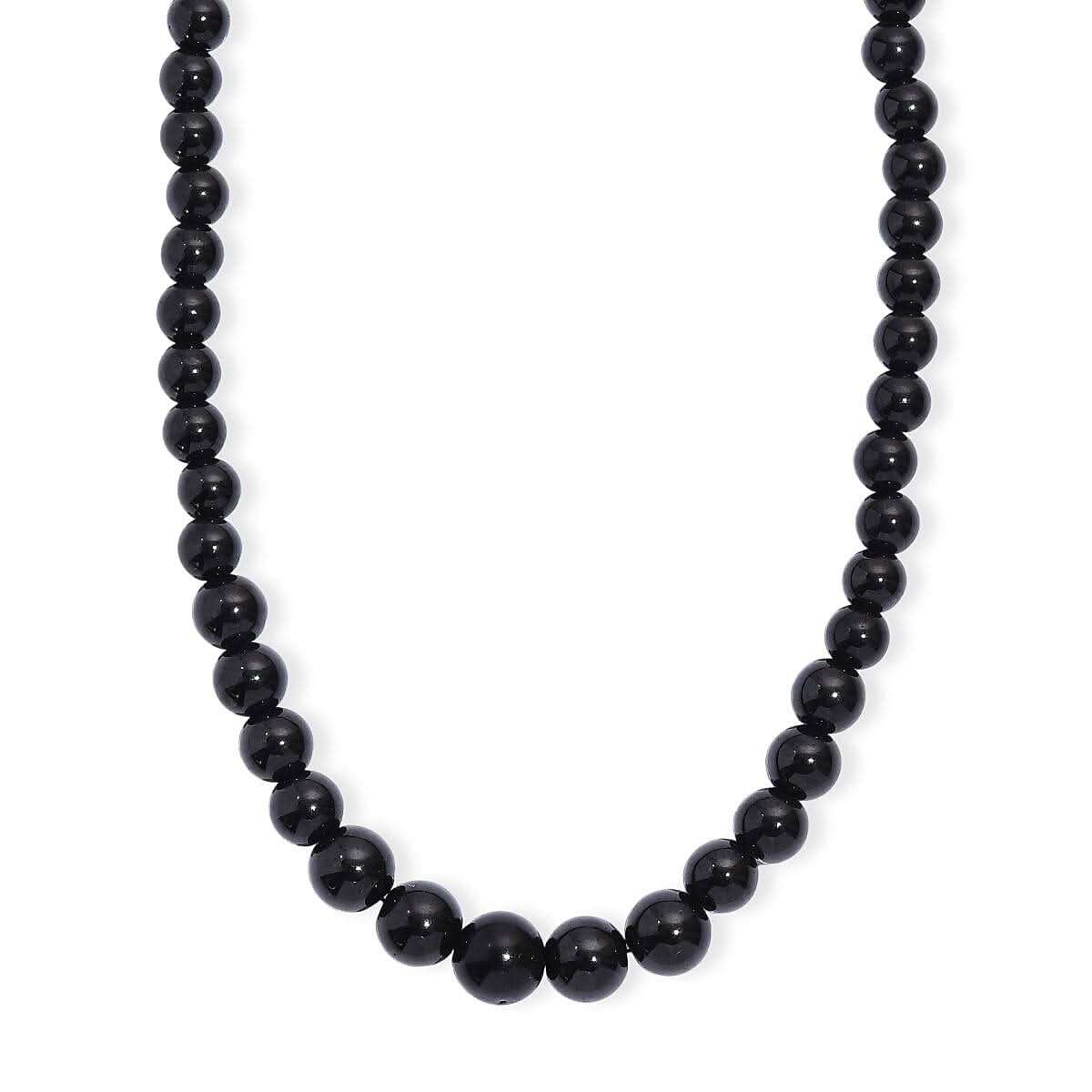 Thai Black Spinel 170.00 ctw Beaded Necklace in Rhodium Over Sterling Silver 18 -20 Inches