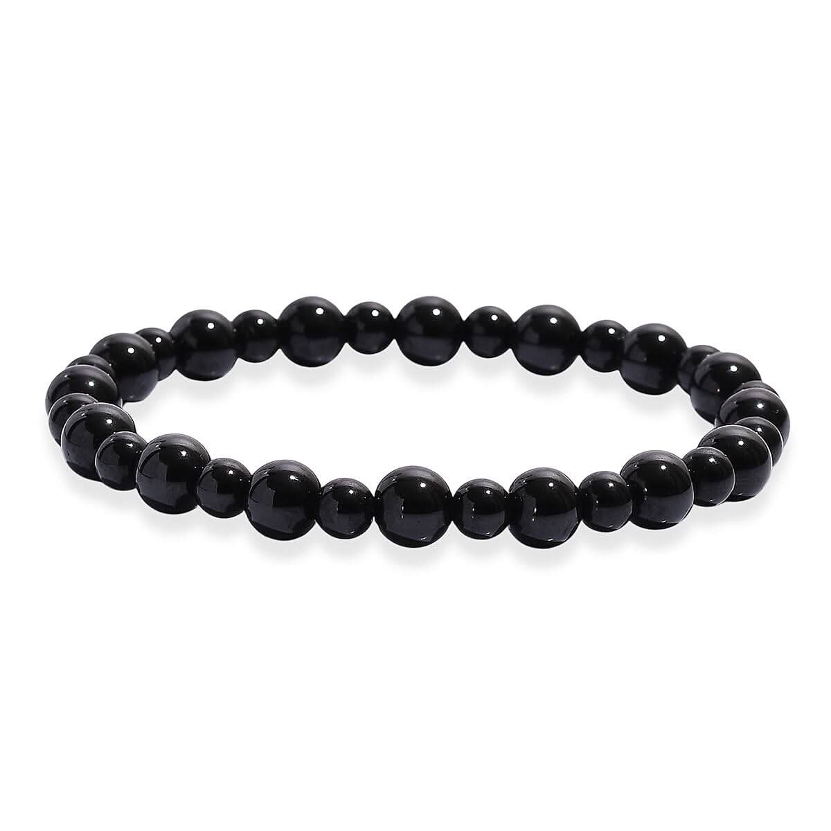 Thai Black Spinel 150.00 ctw Beaded Stretch Bracelet