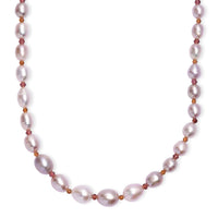 Lavender Pearl, Orissa Rhodolite Garnet and Hessonite Garnet 10.00 ctw Necklace in 18K Vermeil YG Over Sterling Silver 18 Inches