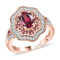 D'Joy Tanzanian Wine Garnet, White Zircon Lotus Floral Ring in 18K Vermeil RG Over Sterling Silver (Size 10.0) 2.30 ctw - Sticky add to cart bar