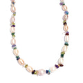 Multi Color Freshwater Pearl and Multi Gemstone 10.00 ctw Necklace in Rhodium Over Sterling Silver 18 Inches - Sticky add to cart bar