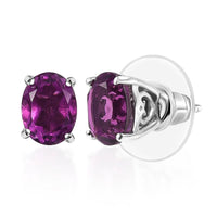 D'Joy African Lilac Quartz (Triplet) 3.00 ctw Stud Earrings in Platinum Over Sterling Silver