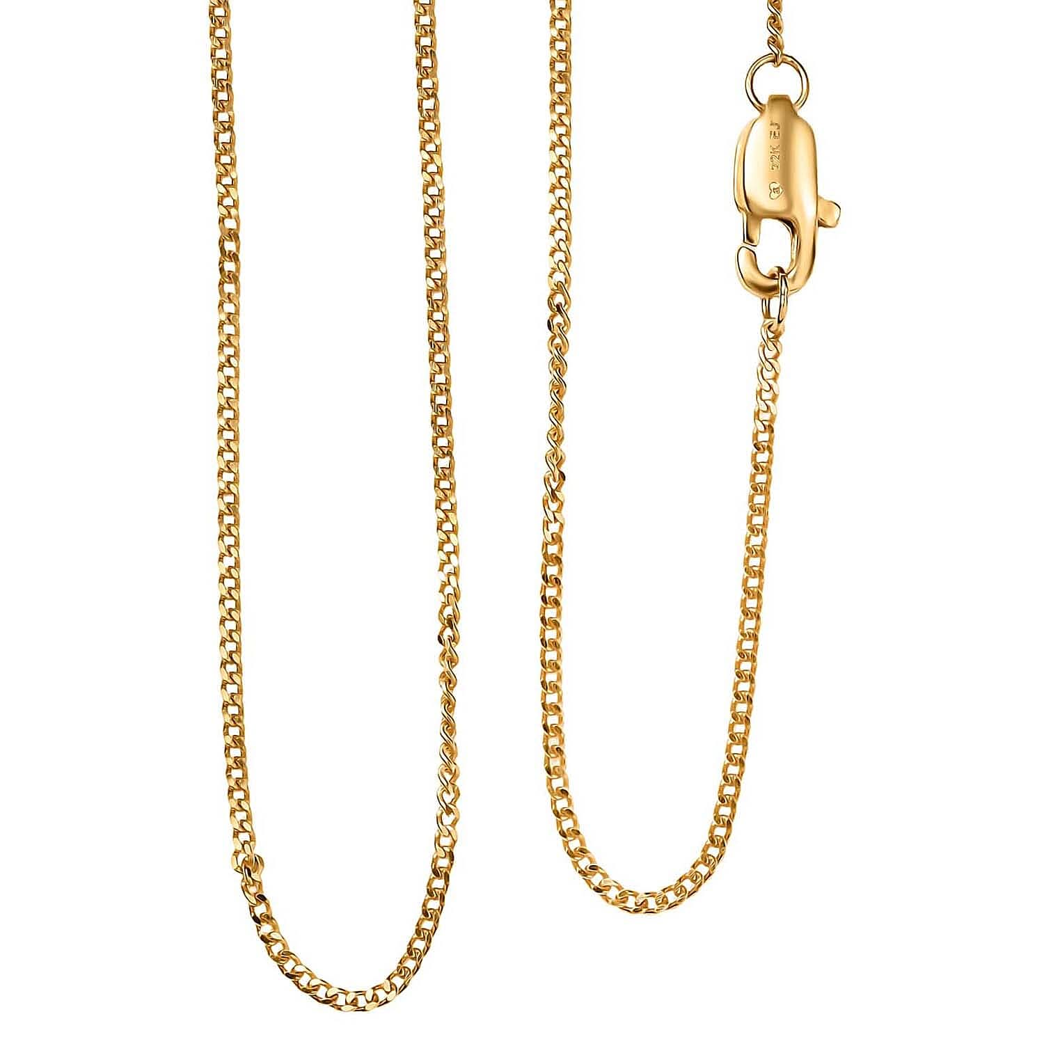 22K Yellow Gold Curb Chain Necklace 20 Inches 2.64 Grams