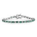 D’Joy Premium Kagem Zambian Emerald, Moissanite Bracelet in Rhodium Over Sterling Silver (6.50 In) 6.45 ctw - Sticky add to cart bar