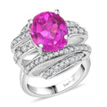 Ever True Radiant Orchid Quartz (Triplet) and White Zircon 6.35 ctw Ring in Platinum Bond - Sticky add to cart bar