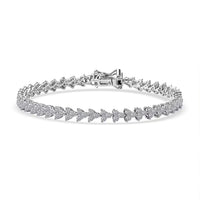 Luxuriant Lab Grown Diamond G-H SI 4.00 ctw Waves of Grace Bracelet in Rhodium Over Sterling Silver (7.25 In)